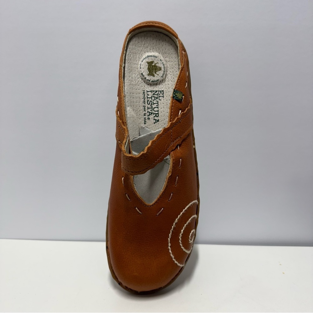 NWT El Naturalista Women’s Brown Leather Slip-On Clogs Size 10 - Picture 4 of 13